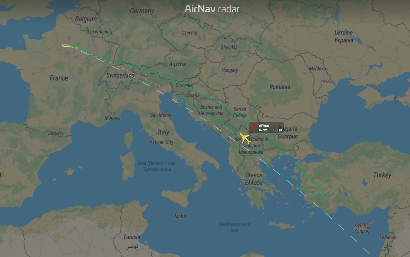 Air France AF966 and Lufthansa LH686 to Tel Aviv made a U-turn over Turkey