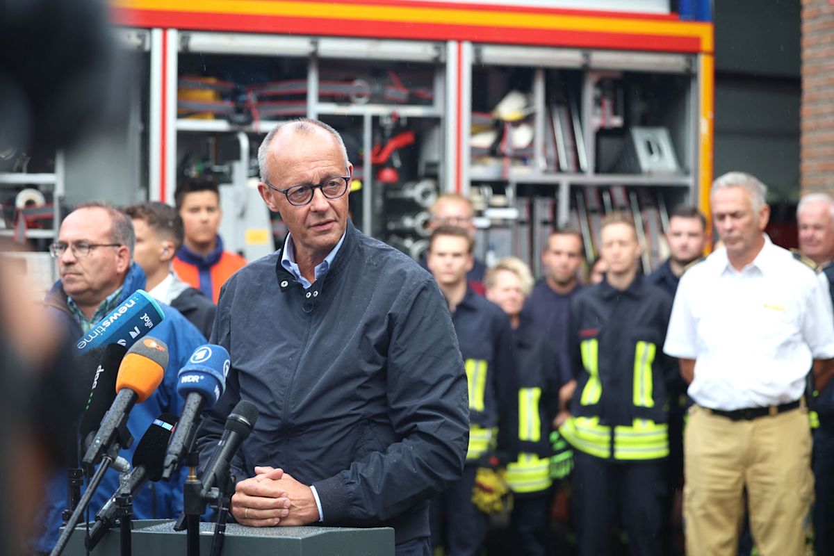 Germany's Merz thanks emergency crews at forest hit by wildfire