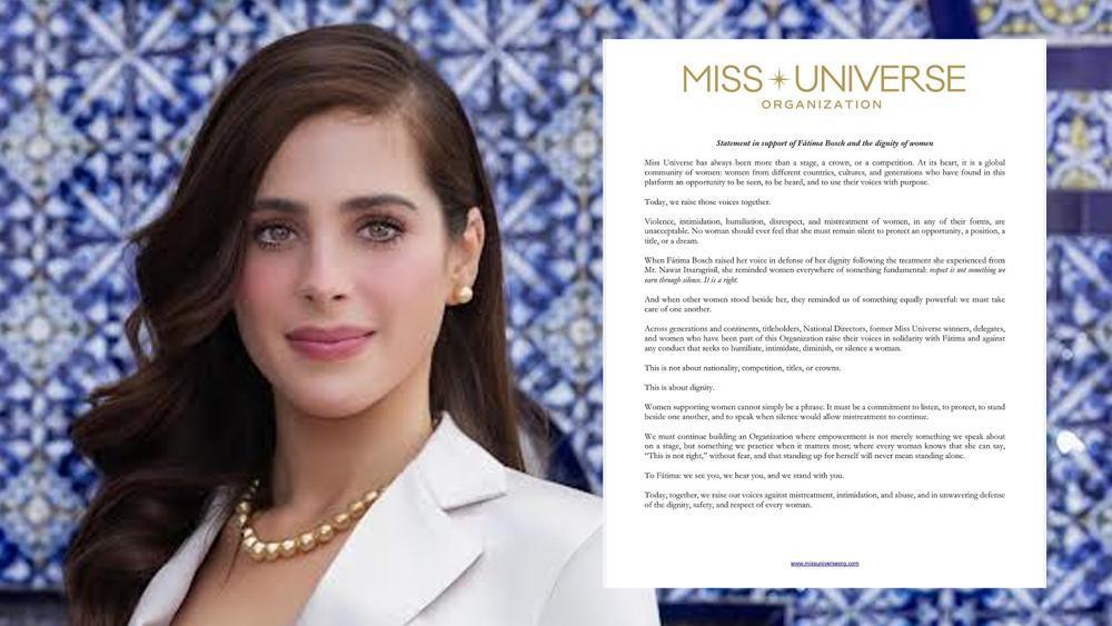 Miss Universe Organization voices support for Fatima Bosch: 'We stand with you'