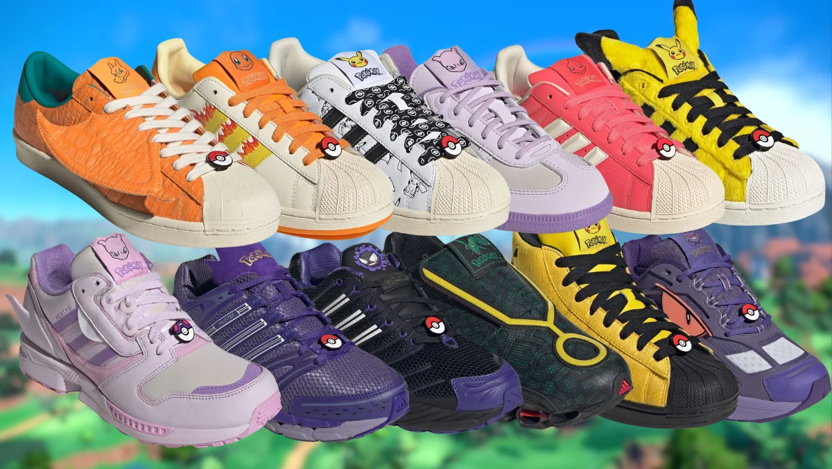 Product images for the Pokemon x Adidas collab, featuring all twelve designs.