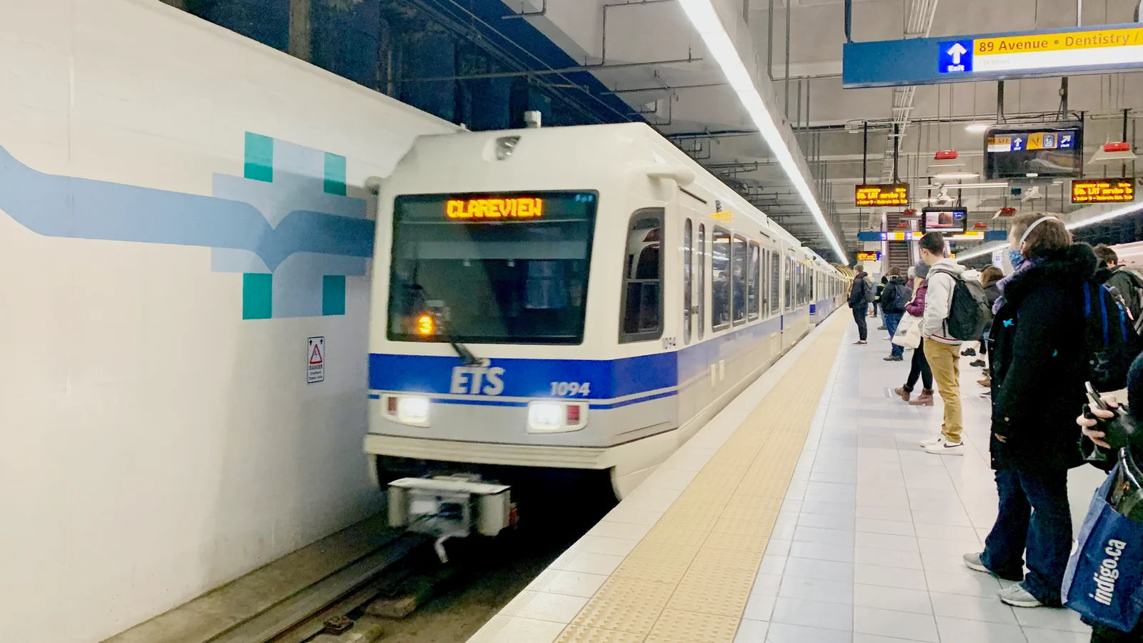 Edmonton Transit Service Siemens SD-160 train on the Capital Line at University station