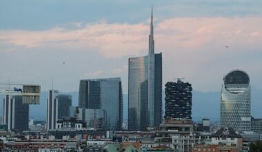 A view shows Milan's skyline during sunset in Milan, Italy, July 6, 2023. REUTERS/Claudia Greco/File Photo