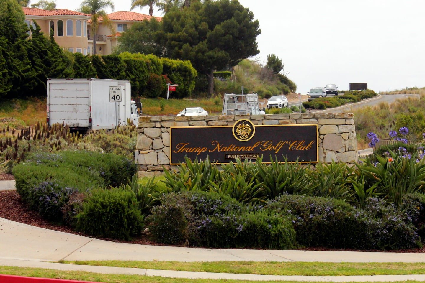 The entrance to Trump National Golf Club Los Angeles, in Rancho Palos Verdes, Calif.