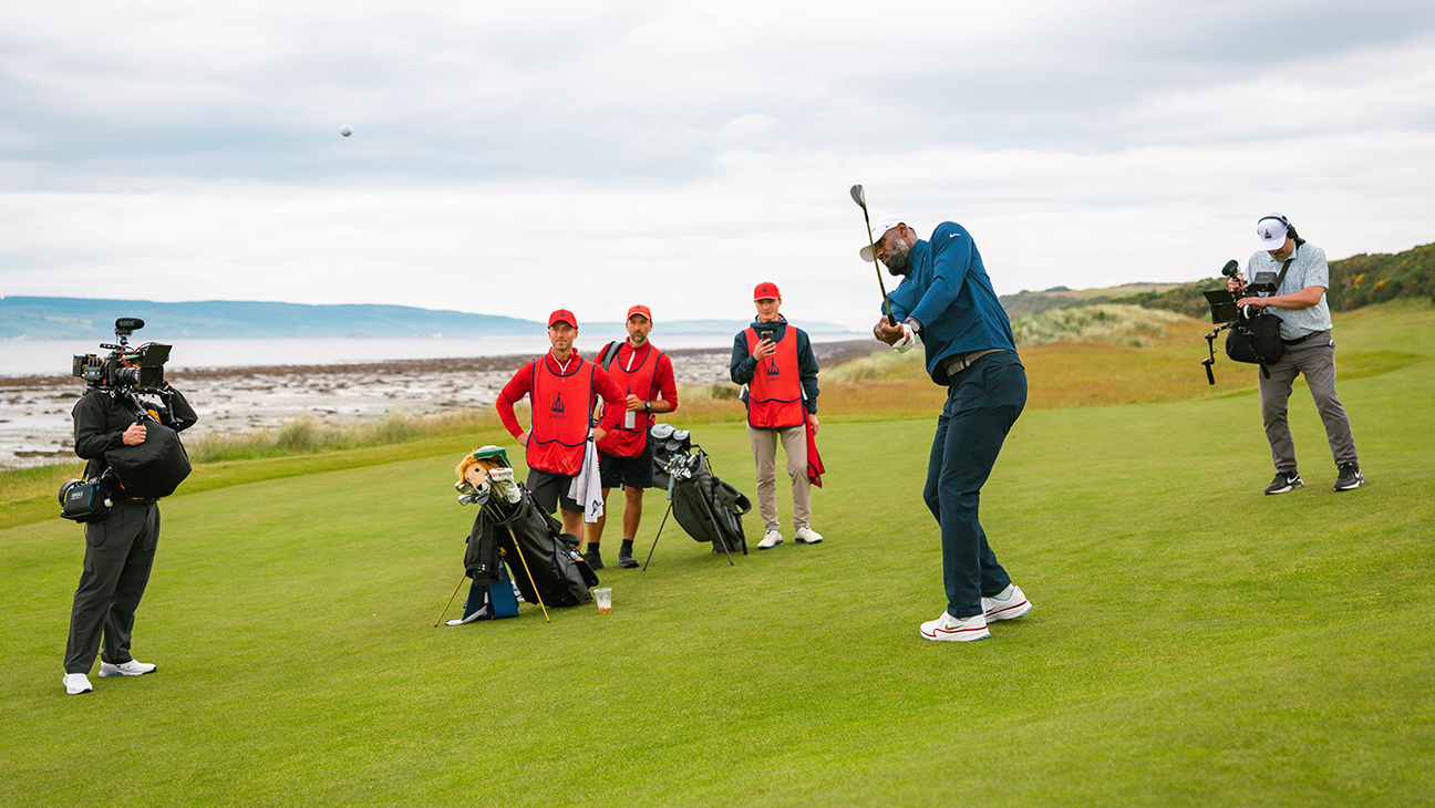 LeBron James shooting his new YouTube golf series in Scotland