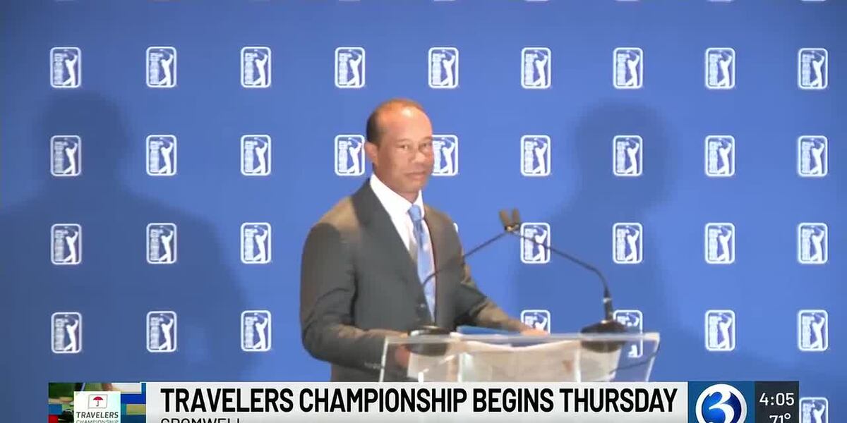 Tiger Woods joins PGA Tour commissioner for Travelers Championship announcement