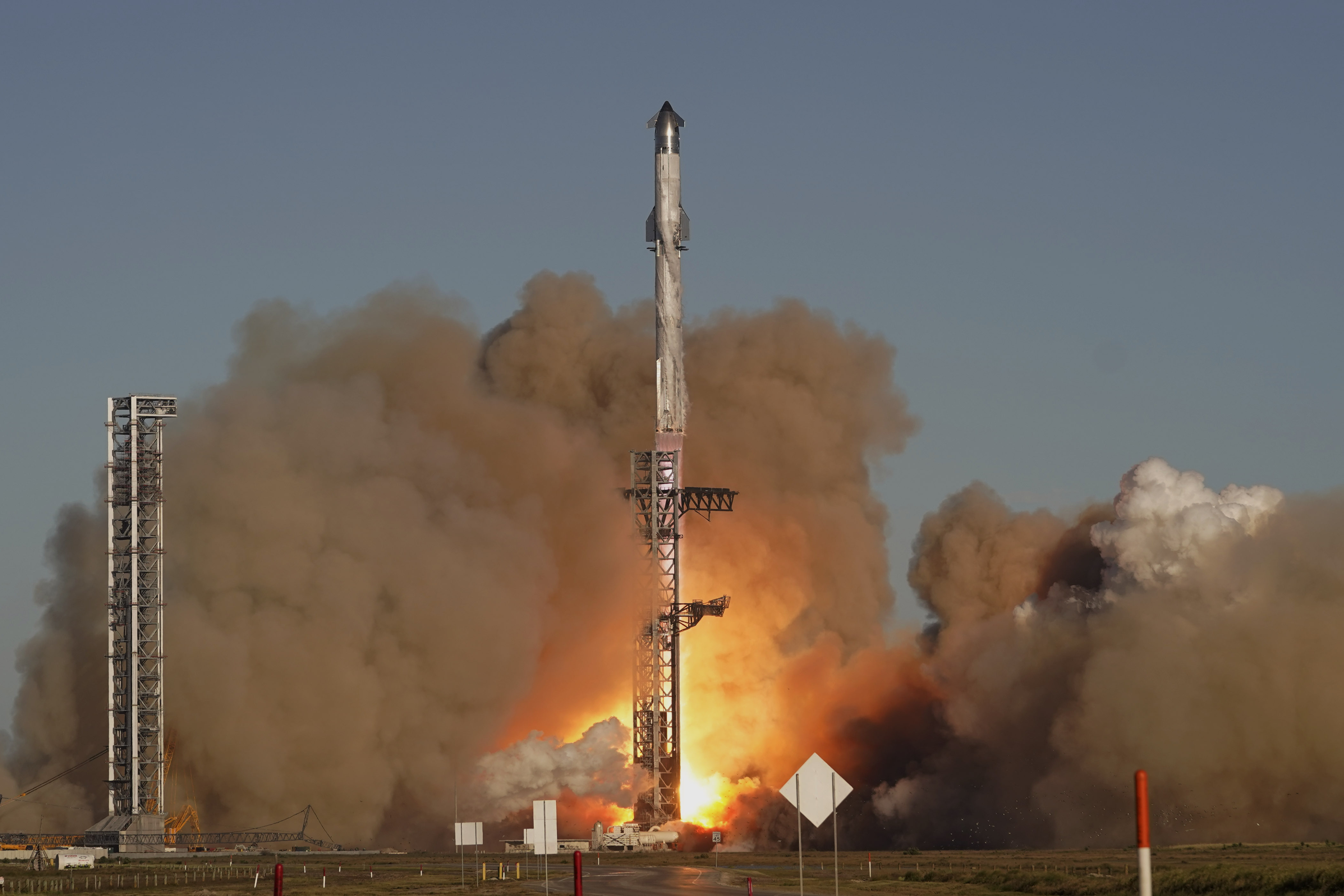 Starship rocket launching.