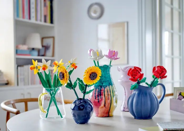 Lego houseplants in various vases.