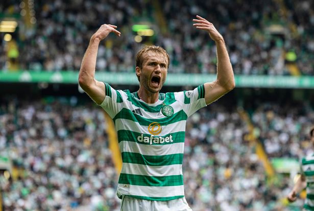 Celtic's Benjamin Nygren celebrates 