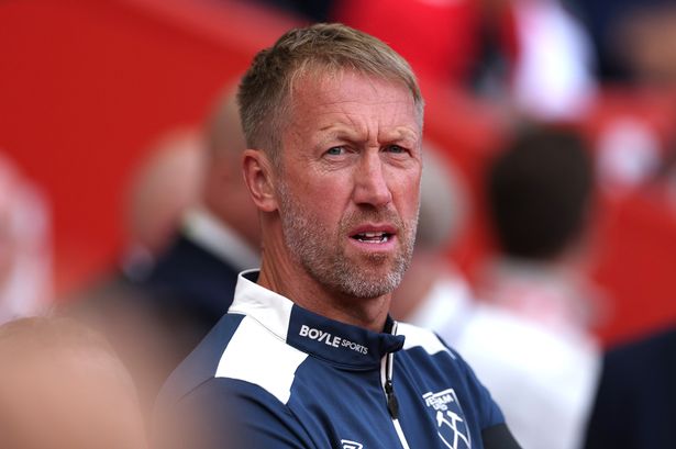 SUNDERLAND, ENGLAND - AUGUST 16: West Ham head coach Graham Potter looks on during the Premier League match between Sunderland and West Ham United at Stadium of Light on August 16, 2025 in Sunderland, England. (Photo by Stu Forster/Getty Images)