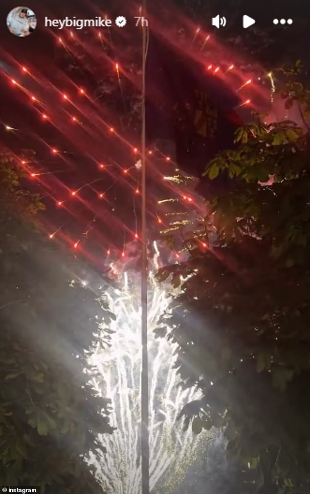 The bride and groom as well as guests had the chance to watch a fireworks show during the reception