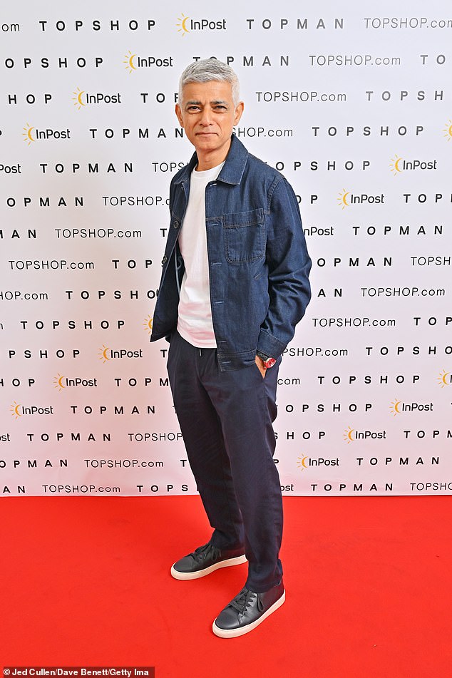 Sadiq Khan also made an appearance as he cut a casual display in a crisp white T-shirt which he layered under a blue shirt