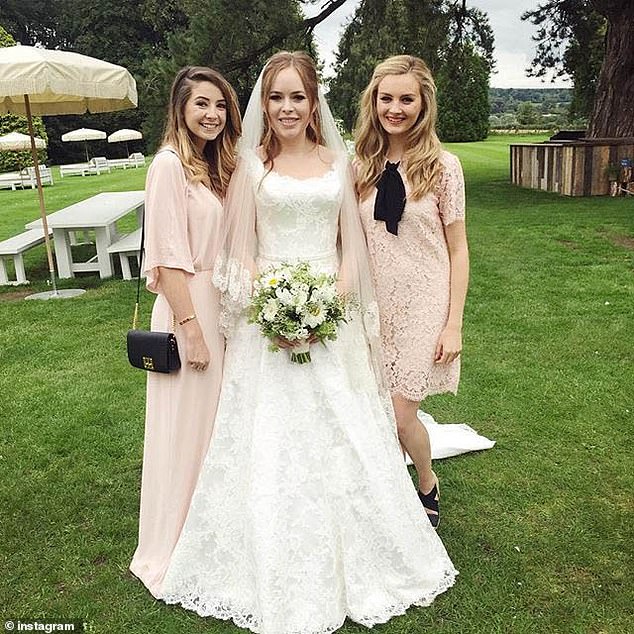 Tanya with fellow YouTubers Zoella and Niomi Smart at her fairytale wedding at Babington House in Somerset
