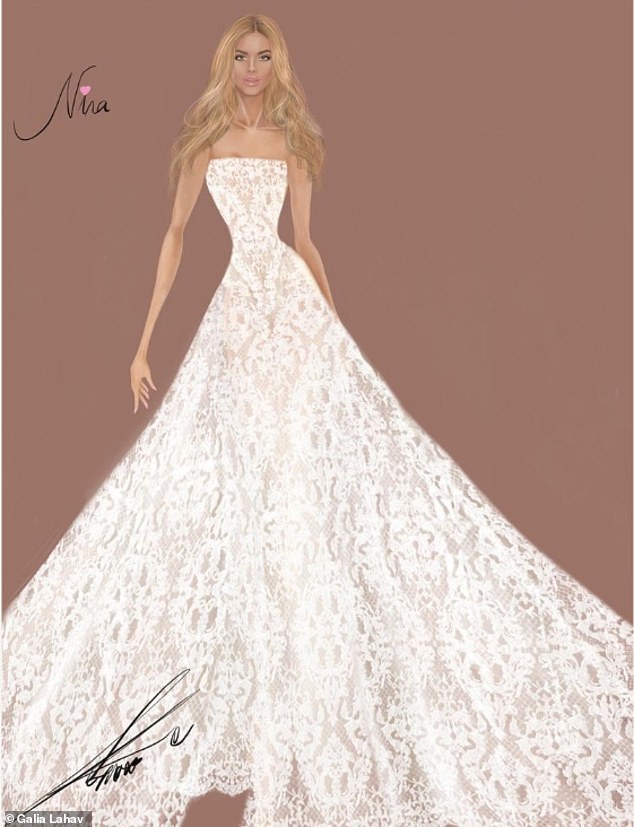 Here is a sketch of the first gown she wore to say 'I do'
