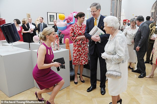 Sophie is pictured with Queen Elizabeth II at the Royal Academy of Arts on May 23, 2012
