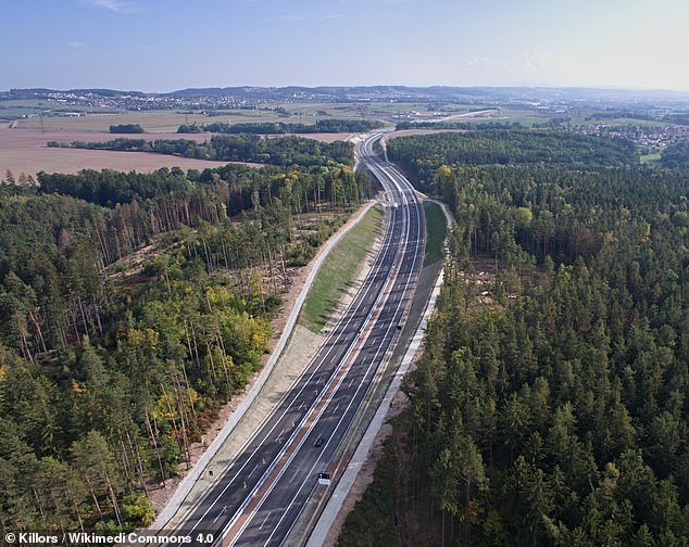 The 150kmh variable limit will be in place on the D3 motorway south of the capital, Prague. The 50km stretch runs from Planá nad Lu¿nicí in the Tábor region to ¿eské Bud¿jovice (pictured)
