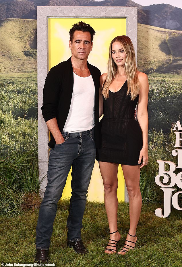 Margot Robbie looked stunning as she joined her co-star Colin Farrell at a photocall for A Big Bold Beautiful Journey in Los Angeles on Wednesday