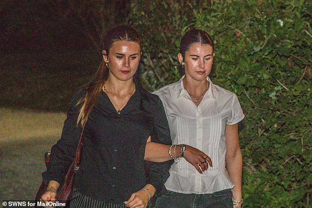 Lara Peake and Catriona Chandler outside the party