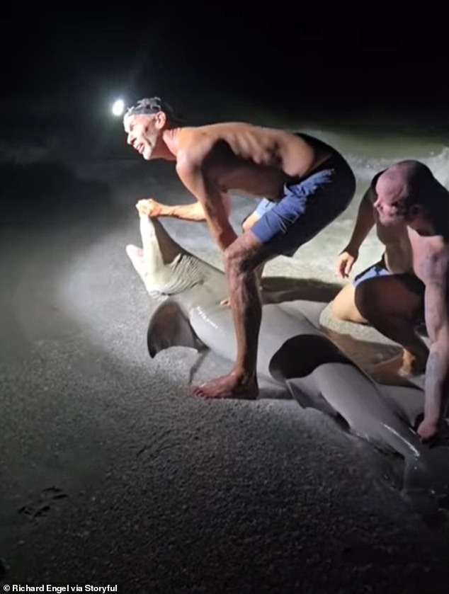 Shawn Meuse and his friends captured the beast on his birthday fishing trip on Cayo Costa, Florida, on Saturday