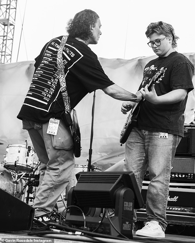 Last September, Zuma looked very different when his famous father - Bush frontman Gavin Rossdale (L) - dressed him up in pieces from his goth-grunge clothing company Sea of Sound for an onstage performance