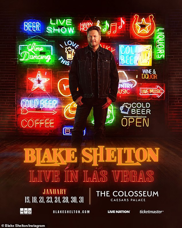 On Thursday, Shelton announced he's kicking off his eight-date Las Vegas residency at Caesars Palace's the Colosseum on January 15