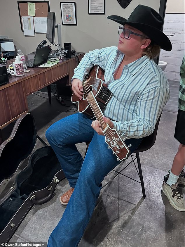 The 55-year-old proud mom shared clips of Zuma performing a cover of Zach Bryan's 2024 song Dawns while playing the acoustic guitar