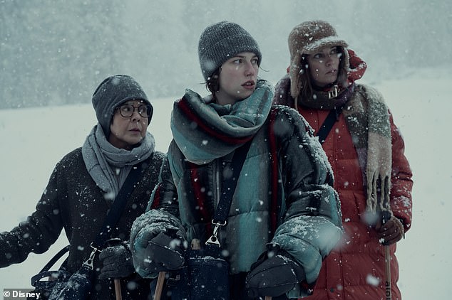 L-R Molly De Leon, King Princess, and Annie Murphy seen in Nine Perfect Strangers season two