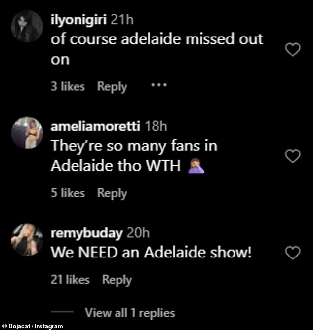 But fans in Adelaide have been left furious, as the hitmaker appears to be skipping over South Australia during her Aussie leg