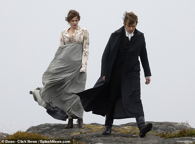 Emma Corin and co-star Jack Lowden were spotted filming new Pride & Prejudice series in Derbyshire on Tuesday