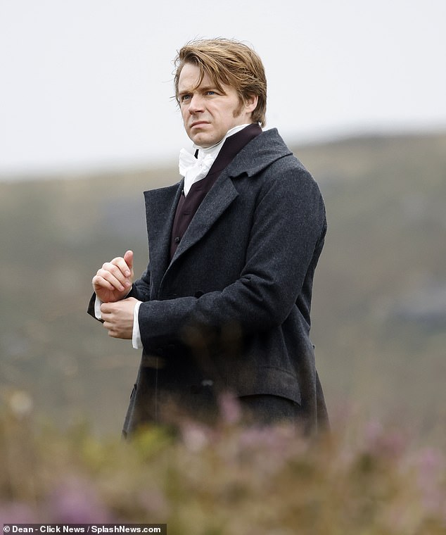 Buffeted by the wind as he strides across the moors, Jack cut a rugged figure as Mr Darcy