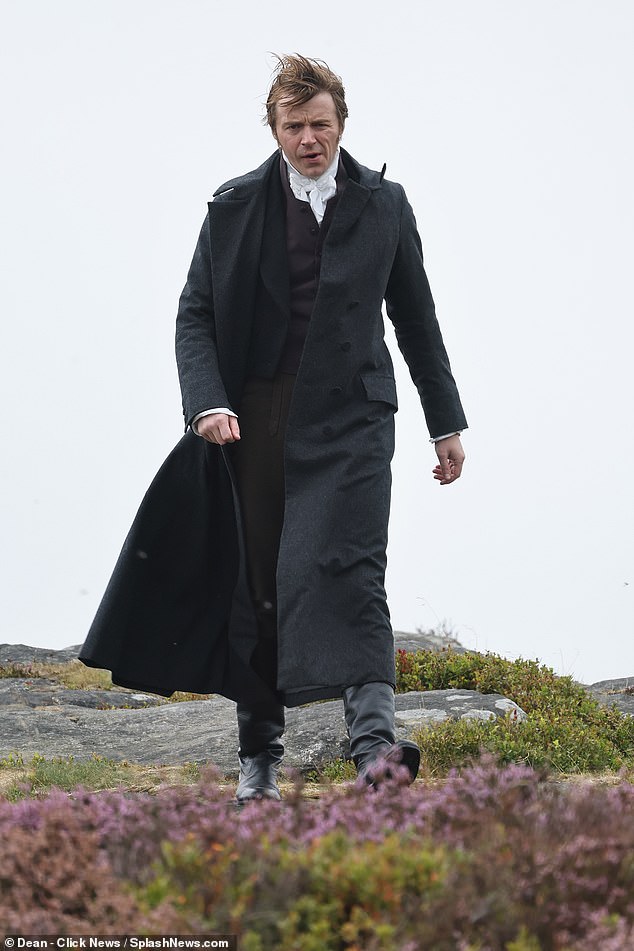 An onlooker said: 'Jack was playing quite the dashing English gentleman riding his horse through the countryside before meeting up with Emma'