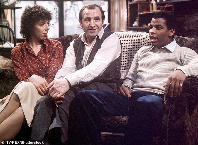 Speaking in 2022, Warrington (R) said the sitcom should not be sanitised to fit today's sensitivities because 'its intentions were good'