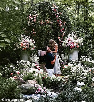 The backyard of the house served as the spot where Kelce and Swift shot their stunning engagement photos (seen), based an expired Zillow listing unearthed by the Daily Mail