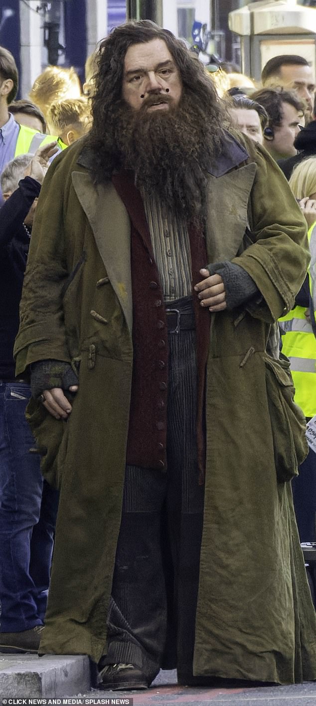 The director was struck by how similar Hagrid's costume and body double were to those used by actor Robbie Coltrane in the original movies (Body double wearing an animatronic head)