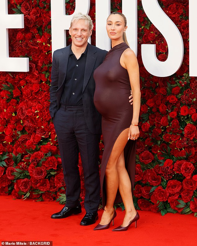 Pregnant Sophie Habboo looked sensational as she showcased her growing bump at The Roses premiere in Leicester Square on Thursday evening
