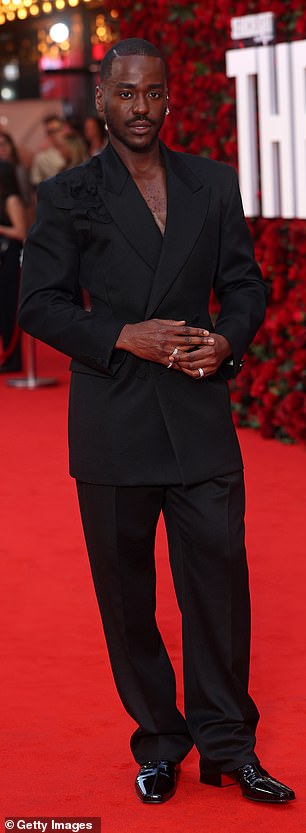 Ncuti Gatwa also stars in the film and looked dapper on the red carpet in all black attire