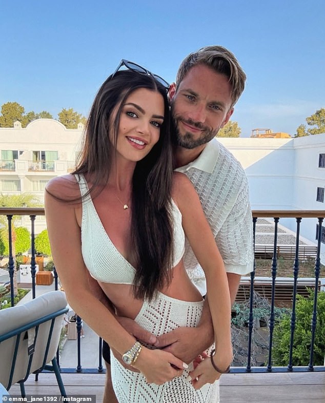 Gushing over her fiance, Emma said: 'You were a complete surprise when you came into my life and an even bigger surprise when you got down on one knee'