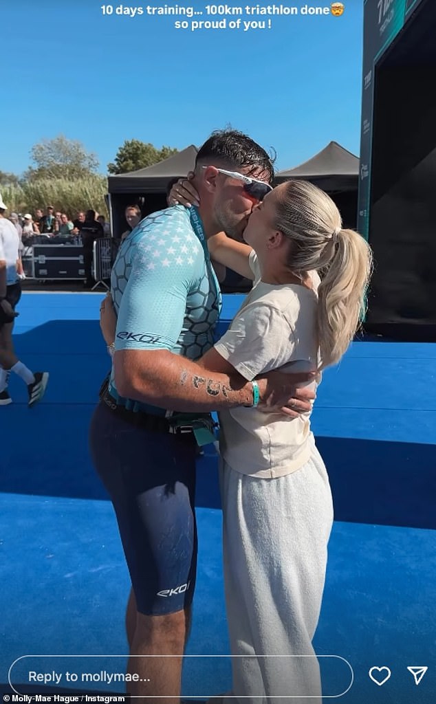 The influencer, 26, on her eighth trip of the year, shared sweet clips of the family reunion and shared a kiss with the boxer