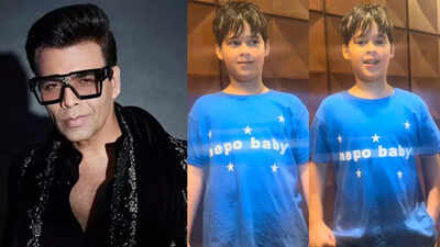 Karan Johar's son Yash rocks a ‘nepo baby’ tee; refuses to be "launched" in Bollywood; Priyanka Chopra, Shalini Passi, Twinkle Khanna and others react: WATCH 
