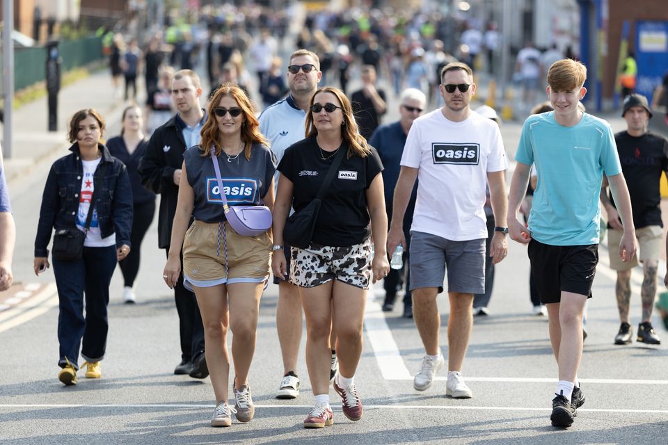 Oasis fans arriving at Croke Park. Photo: David Conachy.