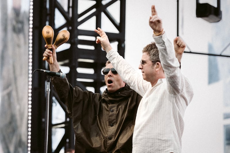 The Gallagher brothers on stage at Croke Park. Photograph: Harriet TK Bols/Big Brother Recordings