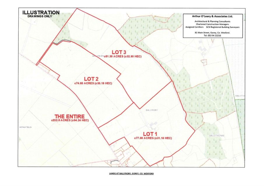 A farmhouse and land in Ballyrory, Gorey will go for sale by auction.