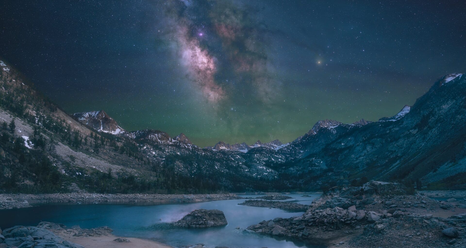 Night sky above the Sierra Nevada