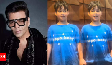 Karan Johar's son Yash rocks a ‘nepo baby’ tee; refuses to be "launched" in Bollywood; Priyanka Chopra, Shalini Passi, Twinkle Khanna and others react: WATCH | Hindi Movie News