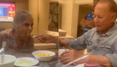 Salim Khan feeds food to wife Salma Khan; fans call Salman Khan's parents 'cutest thing on internet’ | Bollywood