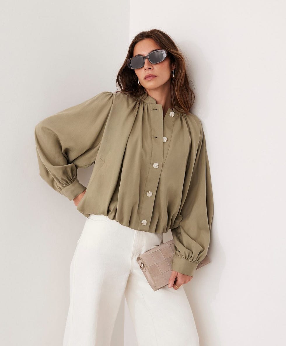 Khaki Bubble Hem Jacket