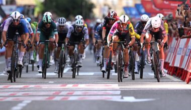 Elia Viviani finished second on stage 8 of the Vuelta a España but was then relegated (Photo: Dario Belingheri/Getty Images)
