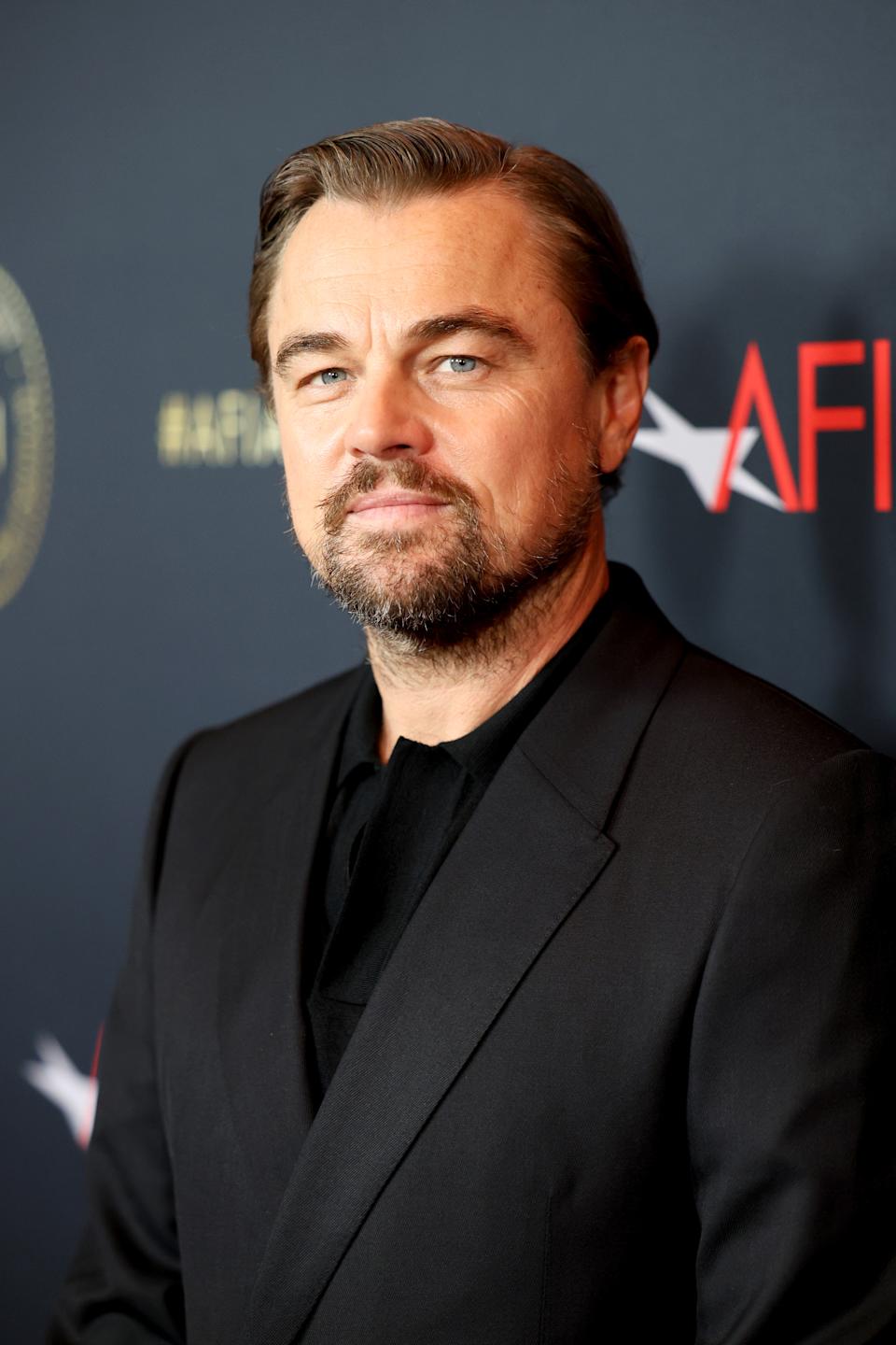 Leonardo DiCaprio in a suit on the red carpet