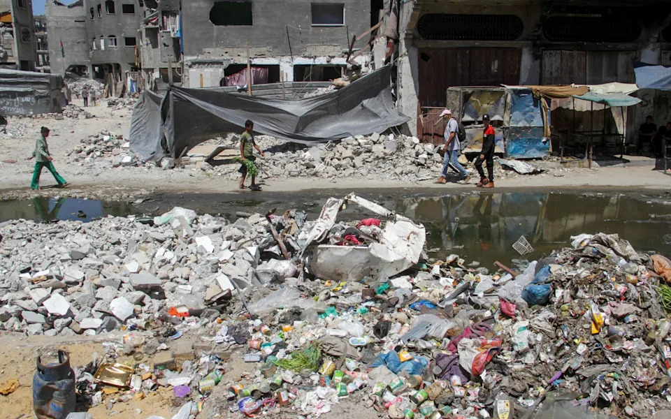 Swathes of rubbish and sewage discharge across the Strip compounds the rapid spread of disease