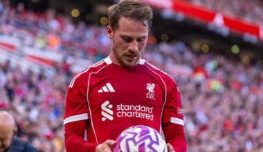 LIVERPOOL, ENGLAND - Monday, August 4, 2025: Liverpool's Alexis Mac Allister during a pre-season friendly match between Liverpool FC and Athletic Bilbao at Anfield. Liverpool won 4-1. (Photo by David Rawcliffe/Propaganda)