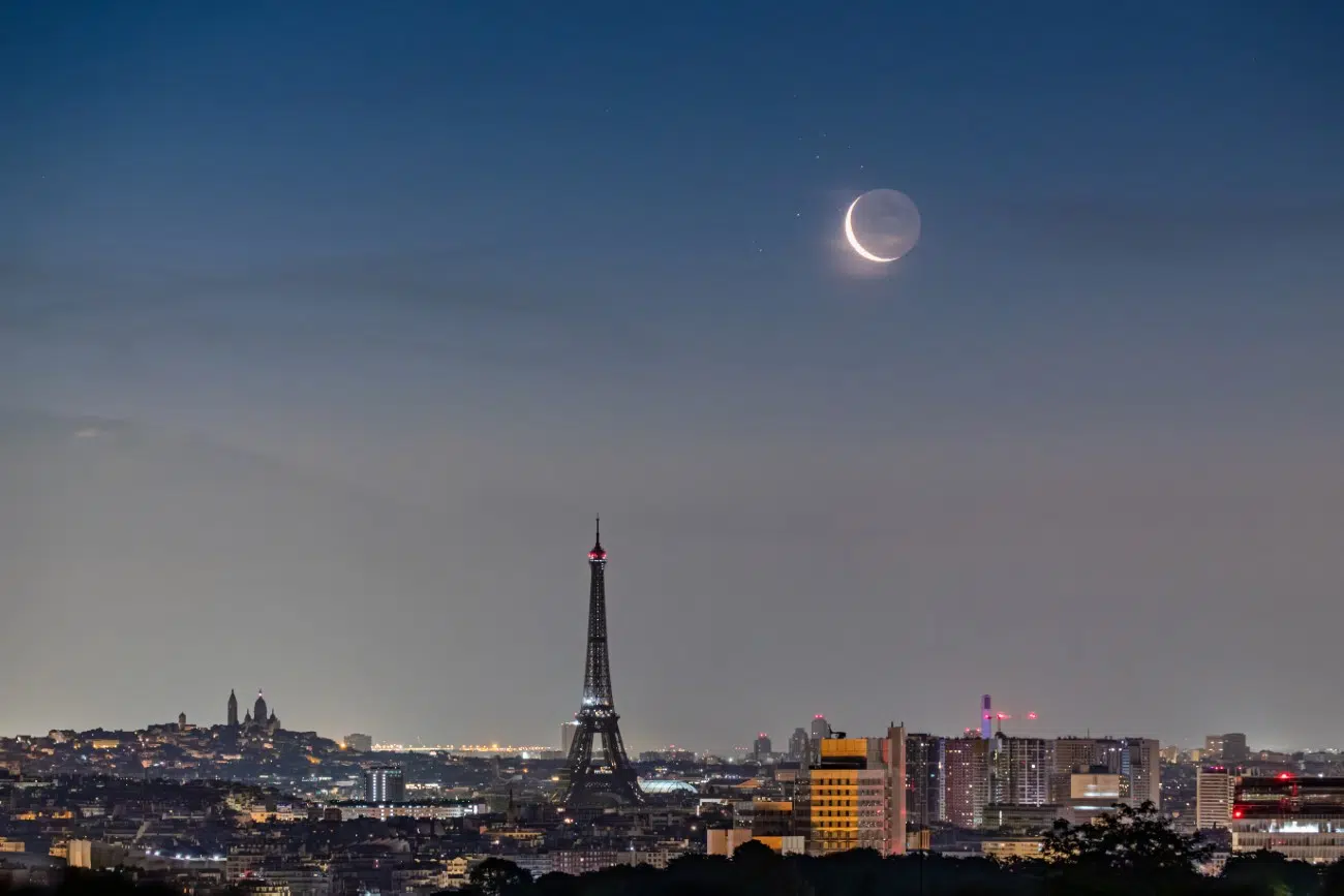 Moon above the Eiffel Tower